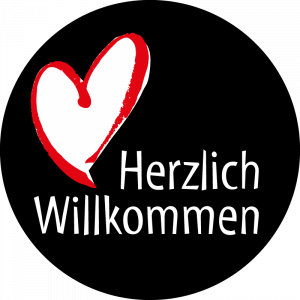 Farbiges Gobo Herzlich Willkommen mit Herz
