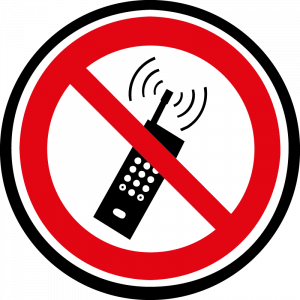 Farbiges Gobo Hinweis Handyverbot