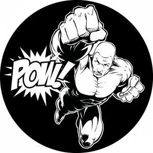 Gobo mit Superheld, Superman, Retro Comic