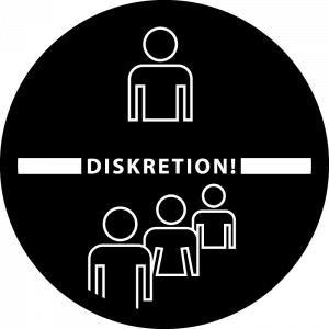 Gobo Hinweis Diskretion, Abstand halten