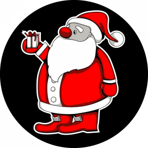 Farbiges Gobo mit Weihnachtsmann und Geschenk