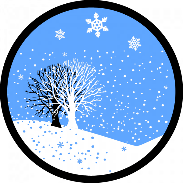 Farbiges Gobo zu Weihnachten, Winterlandschaft mit Bäumen