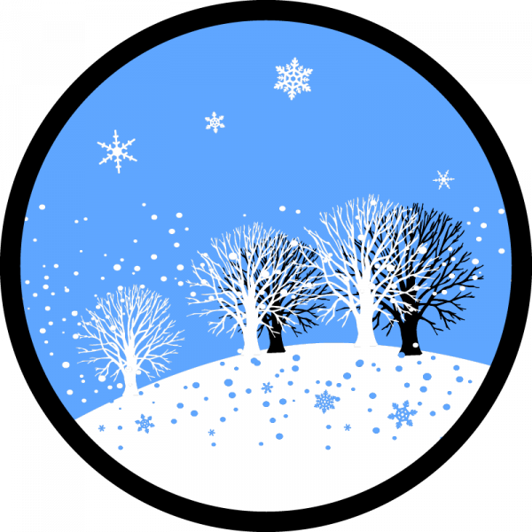 Farbiges Gobo zu Weihnachten, Winterlandschaft mit Schnee und Bäumen