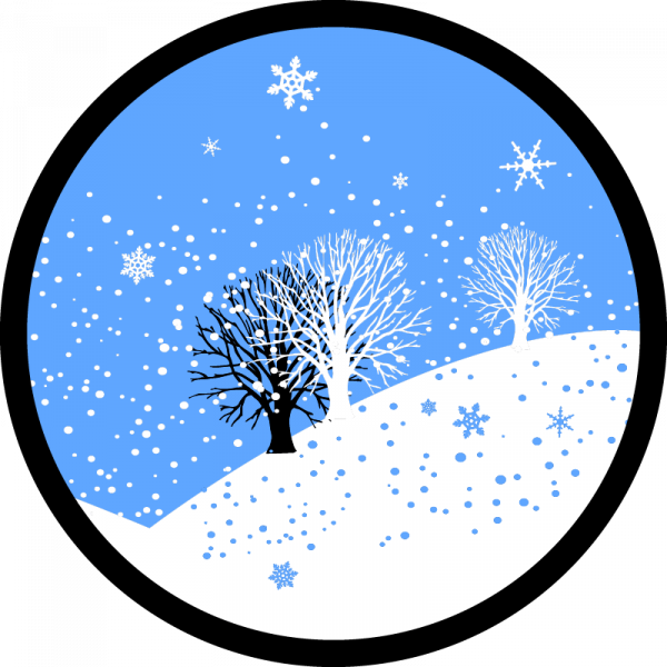 Farbiges Gobo zu Weihnachten, Winterlandschaft mit Bäumen