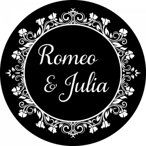 Gobo mit Ornament und Vornamen des Hochzeitspaars, für Hochzeit, Hochzeitsfeier