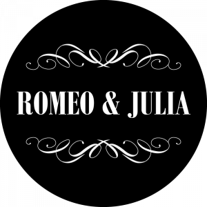 Gobo mit Ornament und Vornamen des Hochzeitspaars, für Hochzeit, Hochzeitsfeier