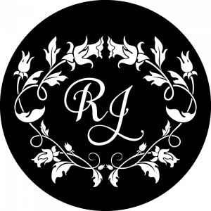 Gobo mit Blüten und Initialen des Brautpaars, für Hochzeit, Hochzeitsfeier