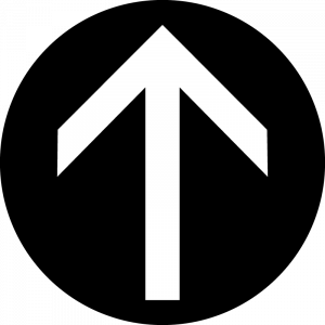 Gobo mit Pfeil, hergestellt aus Glas