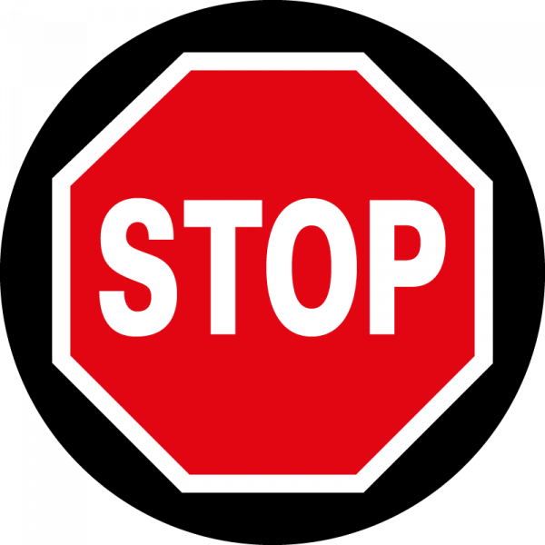 Farbiges Gobo mit Verkehrszeichen Stopp, hergestellt aus Glas