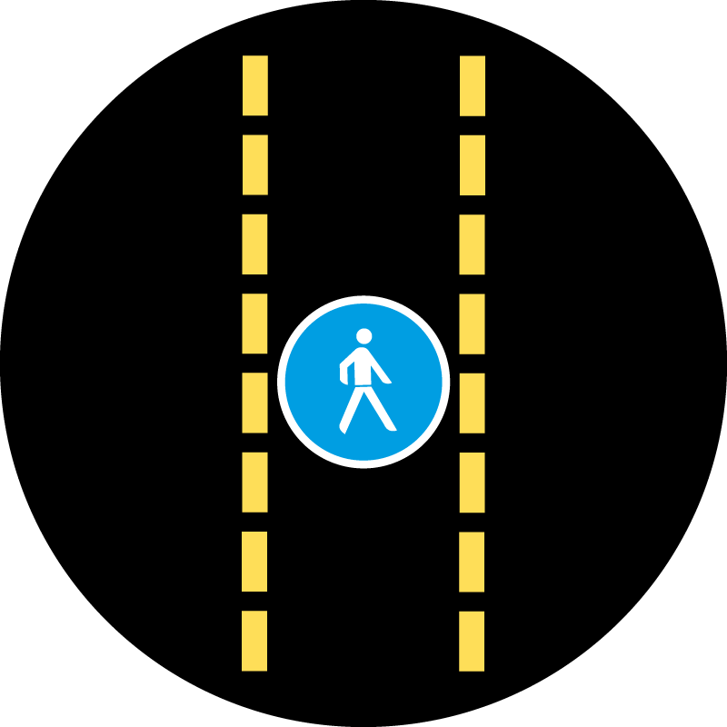 Fußweg Linien gelb