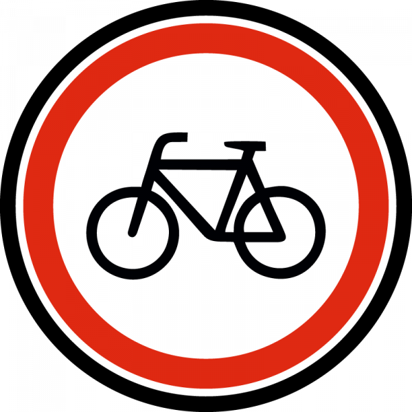 Farbiges Gobo mit Verkehrszeichen Radfahren verboten, hergestellt aus Glas