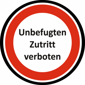 Farbiges Gobo mit Zeichen Unbefugten Zutritt verboten, hergestellt aus Glas