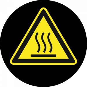 Farbiges Gobo mit Warnhinweis heiße Oberfläche, hergestellt aus Glas