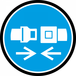 Farbiges Gobo mit Warnhinweis Rückhaltesystem, hergestellt aus Glas