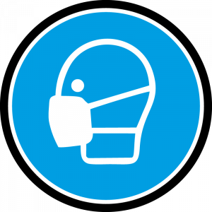 Farbiges Gobo mit Warnhinweis Schutzmaske, hergestellt aus Glas