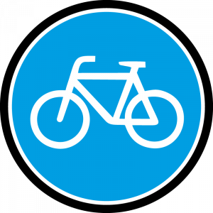 Farbiges Gobo mit Verkehrszeichen Radweg, hergestellt aus Glas